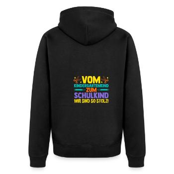 Eltern Schulkind Grundschule Erste Klasse Einschul - Unisex Premium Bio Zip Hoodie - Schwarz - Hinten - Nico (187cm)