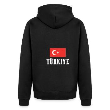 Türken Türkei - Unisex Premium Bio Zip Hoodie - Schwarz - Hinten - Nico (187cm)