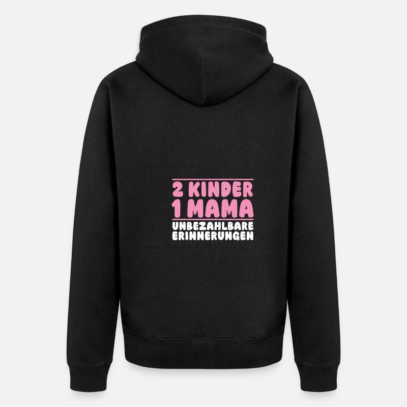 Mama Von 2 Kindern - Unisex Premium Bio Zip Hoodie - Schwarz
