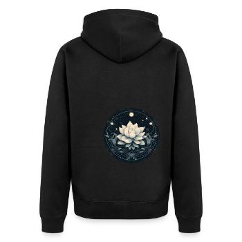 Lotusblüte - Unisex Premium Bio Zip Hoodie - Schwarz - Hinten - Nico (187cm)