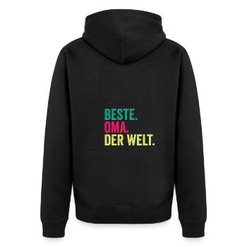 Großmutter Oma - Unisex Premium Bio Zip Hoodie - Schwarz - Hinten - Nico (187cm)