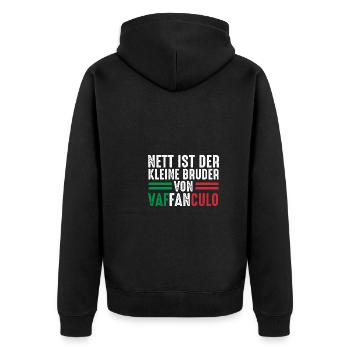 Italien Italiener Vaffanculo - Unisex Premium Bio Zip Hoodie - Schwarz - Hinten - Nico (187cm)