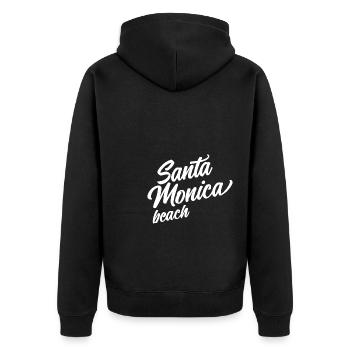 Santa Monica beach - Unisex Premium Bio Zip Hoodie - Schwarz - Hinten - Nico (187cm)