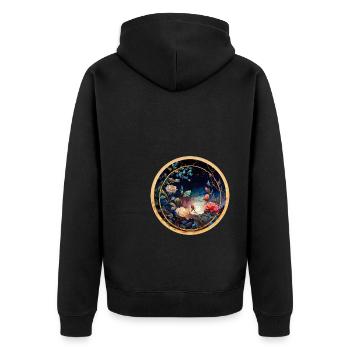 Rose - Unisex Premium Organic Zip Hoodie - black - Back - Nico (187cm)