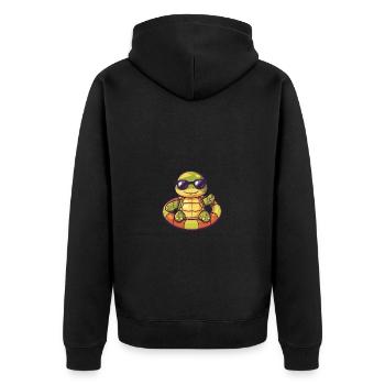 Turtle Comic Cool - Unisex Premium Organic Zip Hoodie - black - Back - Nico (187cm)