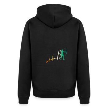 Bogenschütze Herzschlag Bogenschießen - Unisex Premium Bio Zip Hoodie - Schwarz - Hinten - Nico (187cm)