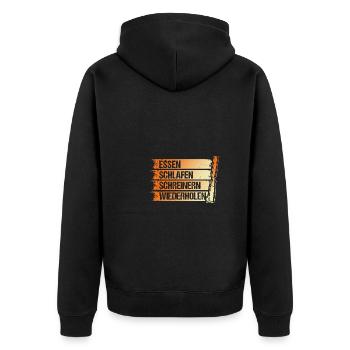 Tischler Zimmermann Schreiner - Unisex Premium Bio Zip Hoodie - Schwarz - Hinten - Nico (187cm)