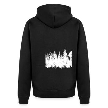 Wald Umriss - Unisex Premium Bio Zip Hoodie - Schwarz - Hinten - Nico (187cm)