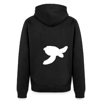 Wasserschildkröte Umriss - Unisex Premium Bio Zip Hoodie - Schwarz - Hinten - Nico (187cm)