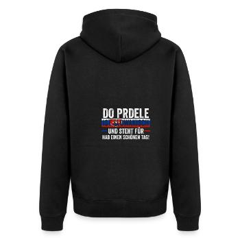 Slowaken Slowakei - Unisex Premium Bio Zip Hoodie - Schwarz - Hinten - Nico (187cm)