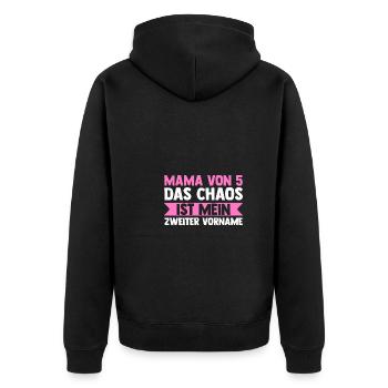 Mom of 5 children - Unisex Premium Organic Zip Hoodie - black - Back - Nico (187cm)