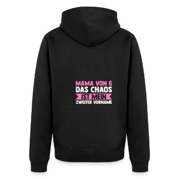 Mom of 6 children - Unisex Premium Organic Zip Hoodie - black - Back - Nico (187cm)