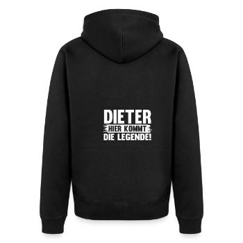 Vorname Dieter - Unisex Premium Bio Zip Hoodie - Schwarz - Hinten - Nico (187cm)