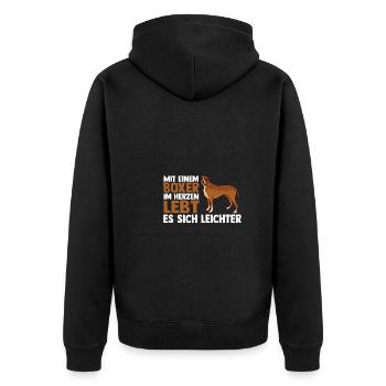 Hund Deutscher Boxer - Unisex Premium Bio Zip Hoodie - Schwarz - Hinten - Nico (187cm)