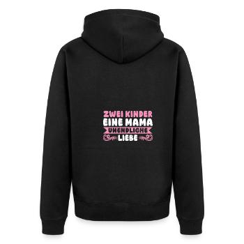 Mama Von 2 Kindern - Unisex Premium Bio Zip Hoodie - Schwarz - Hinten - Nico (187cm)