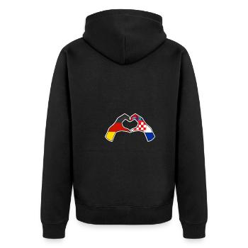 Kroaten Kroate Kroatin Hrvatska Deutschland Kroati - Unisex Premium Bio Zip Hoodie - Schwarz - Hinten - Nico (187cm)