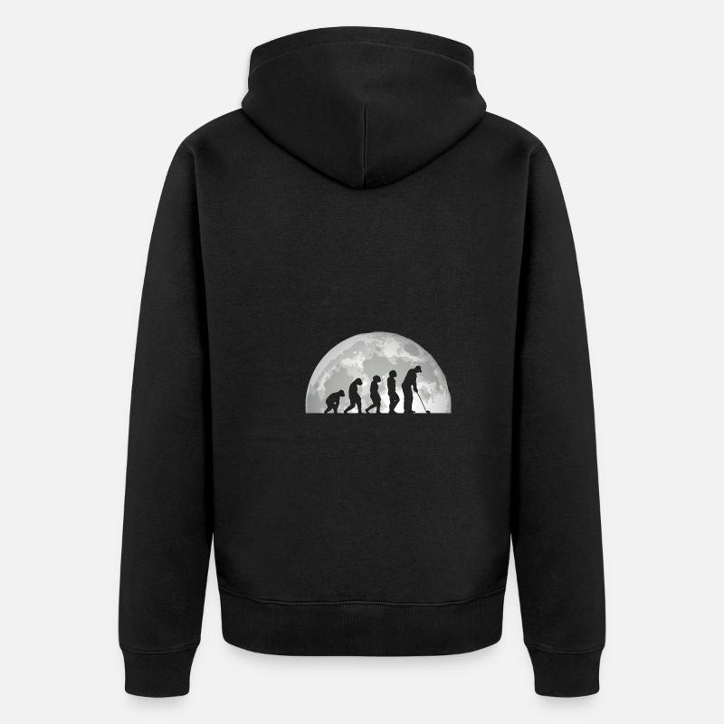 Golfspieler Evolution Golf - Unisex Premium Bio Zip Hoodie - Schwarz
