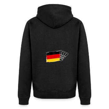 Federball Deutsche Flagge Badminton - Unisex Premium Bio Zip Hoodie - Schwarz - Hinten - Nico (187cm)