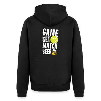 Tennis Sport Lover Game Set Match Bière Anniversaire - Veste à capuche bio Premium Unisexe - noir - Dos - Nico (187cm)