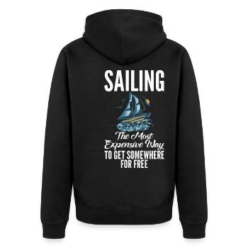 Catamaran sailing - Unisex Premium Organic Zip Hoodie - black - Back - Nico (187cm)