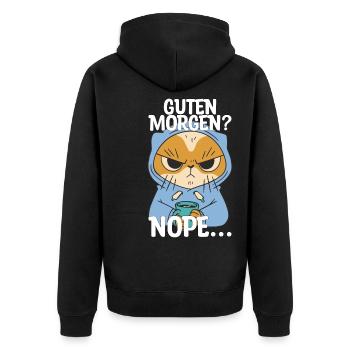 Guten Morgen Kaffee Montag Geschenk - Unisex Premium Bio Zip Hoodie - Schwarz - Hinten - Nico (187cm)