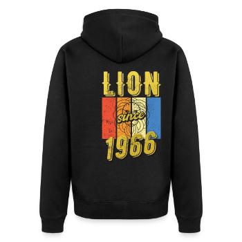 Léo 1966 Zodiac Cadeau d’anniversaire - Veste à capuche bio Premium Unisexe - noir - Dos - Nico (187cm)