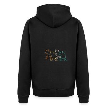 Büffel Rind Ochsen - Unisex Premium Bio Zip Hoodie - Schwarz - Hinten - Nico (187cm)