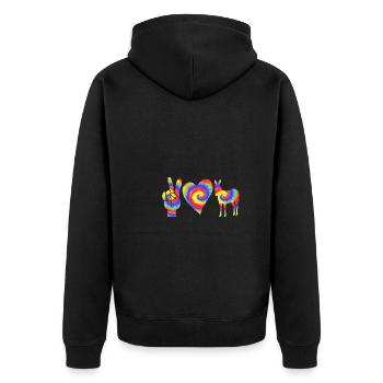 Esel - Unisex Premium Bio Zip Hoodie - Schwarz - Hinten - Nico (187cm)