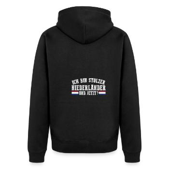 Niederländer Niederlande Holland - Unisex Premium Bio Zip Hoodie - Schwarz - Hinten - Nico (187cm)