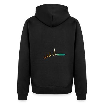 Harmonika Herzschlag Mundharmonika - Unisex Premium Bio Zip Hoodie - Schwarz - Hinten - Nico (187cm)