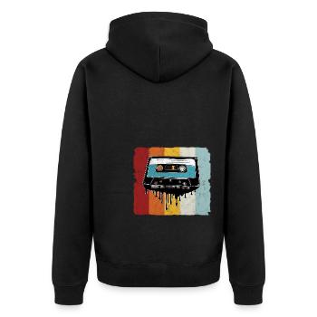Retro cassette melting - Unisex Premium Organic Zip Hoodie - black - Back - Nico (187cm)