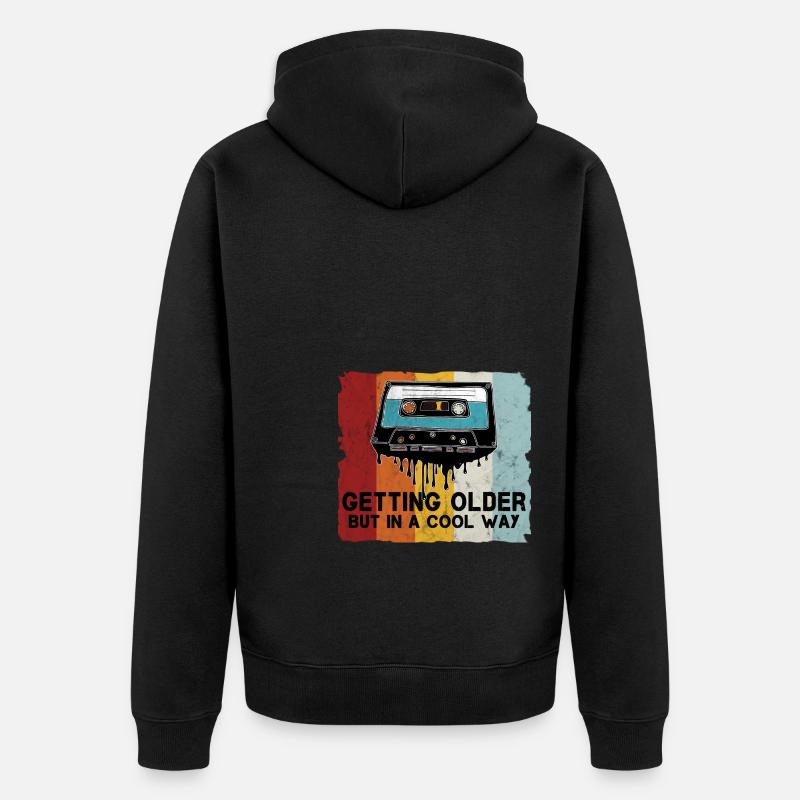 Retro Kassette Spruch - Unisex Premium Bio Zip Hoodie - Schwarz