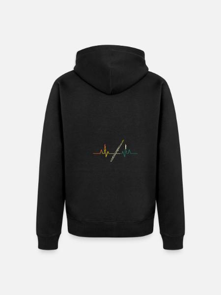 Flute Heartbeat Flute - Unisex Premium Organic Zip Hoodie - black