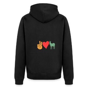 Esel - Unisex Premium Bio Zip Hoodie - Schwarz - Hinten - Nico (187cm)