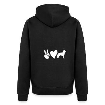 Hund Deutscher Schäferhund - Unisex Premium Bio Zip Hoodie - Schwarz - Hinten - Nico (187cm)
