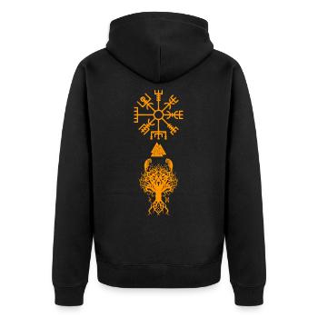 Yggdrasil - Unisex Premium Bio Zip Hoodie - Schwarz - Hinten - Nico (187cm)