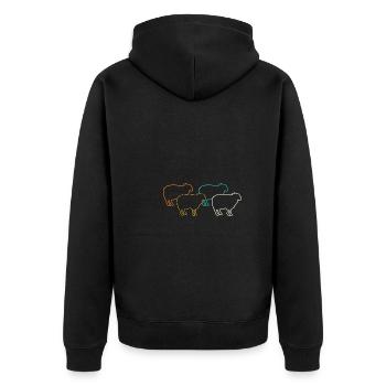 Schäfer Schaf - Unisex Premium Bio Zip Hoodie - Schwarz - Hinten - Nico (187cm)