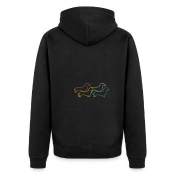 Hund Dackel - Unisex Premium Bio Zip Hoodie - Schwarz - Hinten - Nico (187cm)