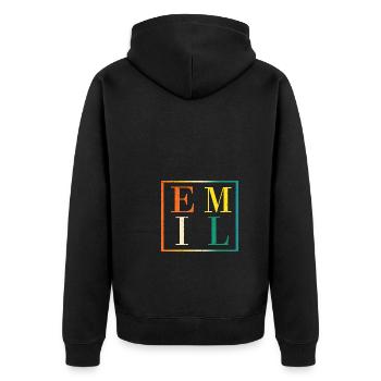 Emil - Unisex Premium Organic Zip Hoodie - black - Back - Nico (187cm)