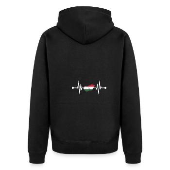 Hungarian Magyar heartbeat - Unisex Premium Organic Zip Hoodie - black - Back - Nico (187cm)