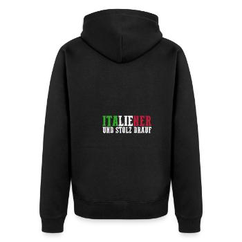Italiener Italien - Unisex Premium Bio Zip Hoodie - Schwarz - Hinten - Nico (187cm)