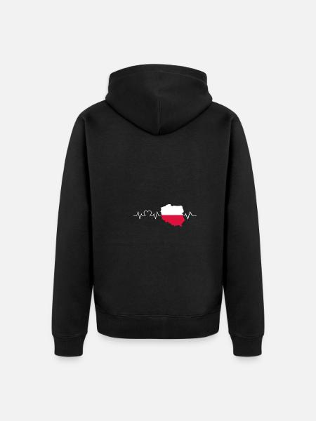Pole Herzschlag Polen - Unisex Premium Bio Zip Hoodie - Schwarz