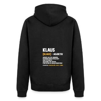 Klaus - Unisex Premium Organic Zip Hoodie - black - Back - Nico (187cm)