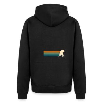 Büffel Rind Ochsen - Unisex Premium Bio Zip Hoodie - Schwarz - Hinten - Nico (187cm)