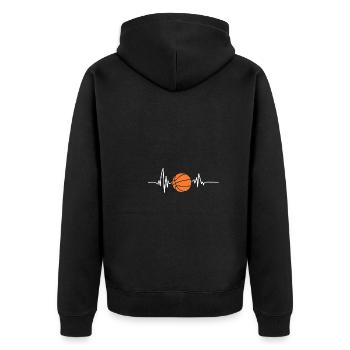 Basketballspieler Herzschlag Basketball - Unisex Premium Bio Zip Hoodie - Schwarz - Hinten - Nico (187cm)
