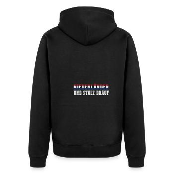 Niederländer Niederlande Holland - Unisex Premium Bio Zip Hoodie - Schwarz - Hinten - Nico (187cm)