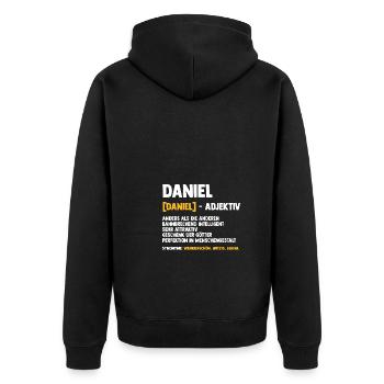 Daniel - Unisex Premium Organic Zip Hoodie - black - Back - Nico (187cm)