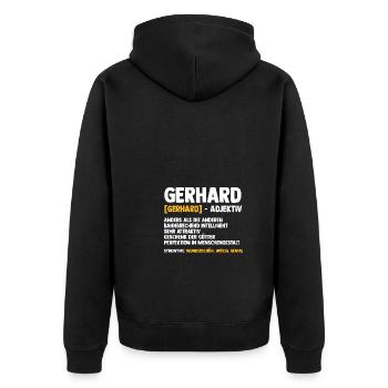Gerhard - Unisex Premium Organic Zip Hoodie - black - Back - Nico (187cm)