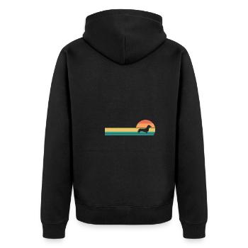 Hund Dackel - Unisex Premium Bio Zip Hoodie - Schwarz - Hinten - Nico (187cm)