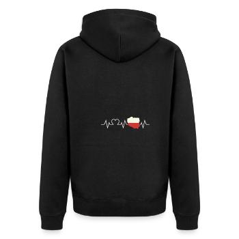 Pole Polnisch Herzschlag Polen - Unisex Premium Bio Zip Hoodie - Schwarz - Hinten - Nico (187cm)